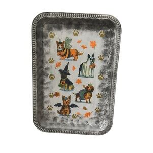 Halloween Handcrafted Dog Tin platter NWT
